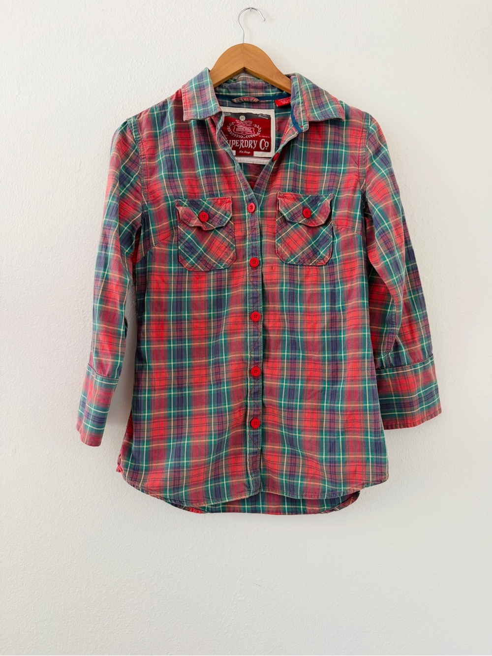 Vintage Superdry Red & Green Plaid Button Down Shirt